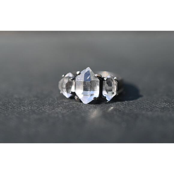 Raw Herkimer Diamond Engagement Ring Rough Diamond Jewelry Natural Herkimer - Picture 1 of 4